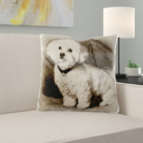 Bichon Frise Watercolour Dog Printed Linen Cushion Cover Home Decor Gift