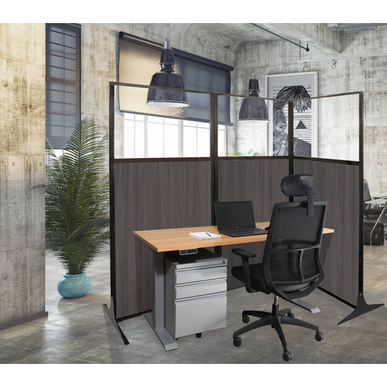 Versare Portable Office Wall Dividers Workstation Screen Partition 33 x 70 W/ Window Slate Fabric 