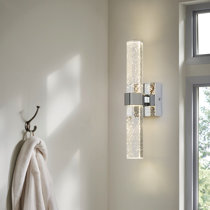 Polished Nickel Wall Sconce 19"H With Shade Traditional Glam Bathroom or Hallway 