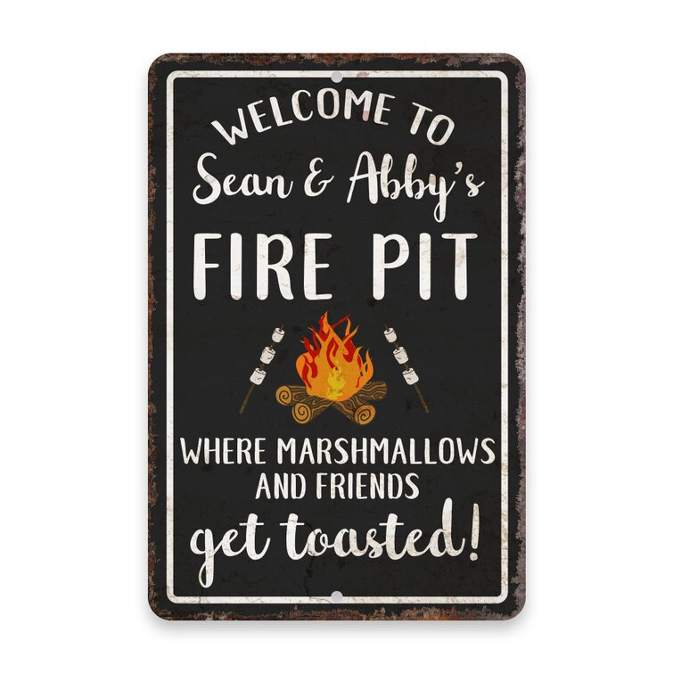 Welcome to our Fire Pit Black Metal Sign Lake Home Decor Indoor Outdoor Wall