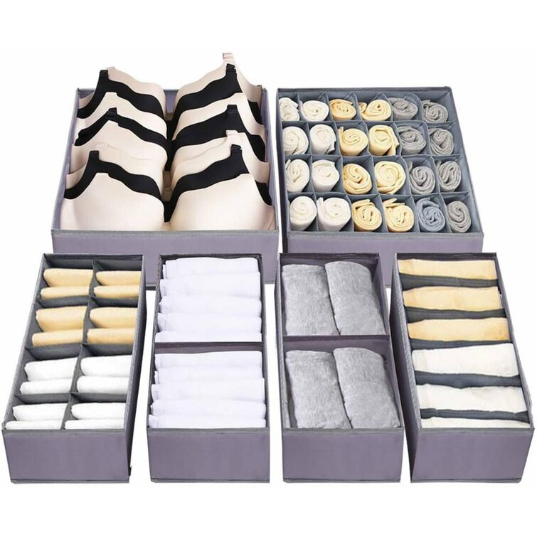 Closet Organizer Underwear Drawer Divider Gray Foldable Storage Set Of 4 