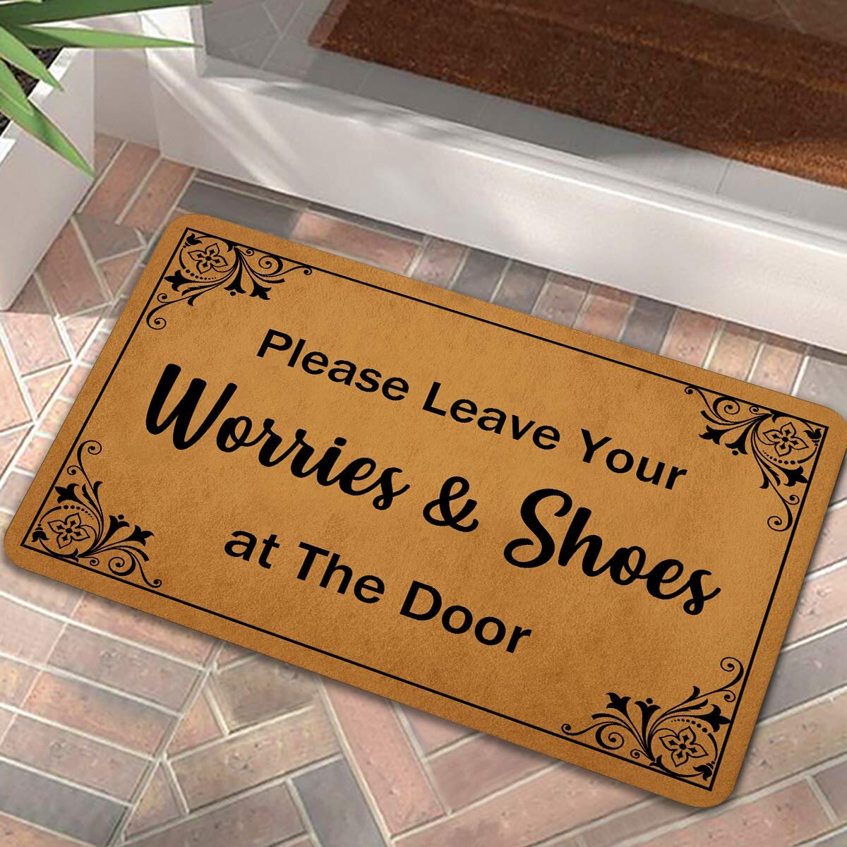 Rubber-Cal Welcome Go Away Scram Leave Humorous Doormats Coco Mat Brown 18 x 30-Inch 
