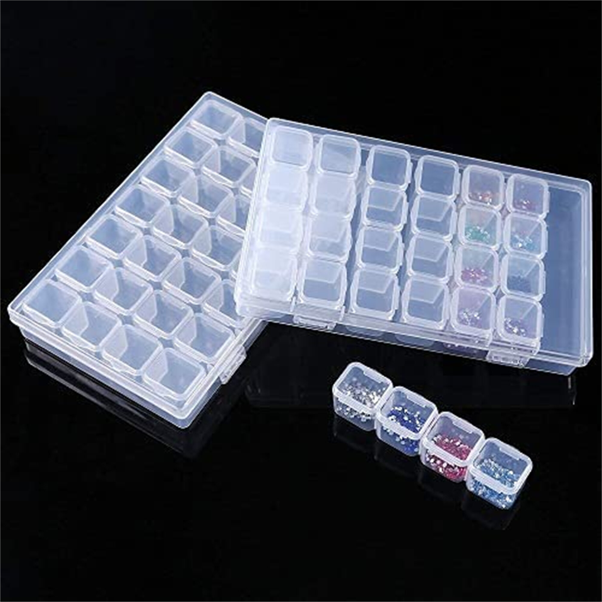 Storage Box Drill Diamond Painting Accessory Transparent Container Tool 28 Slots 
