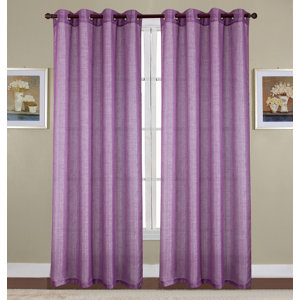 Kaye Woven Lurex Solid Semi-Sheer Grommet Single Curtain Panel