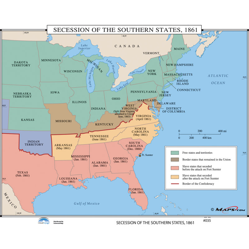 Universal Map U S History Wall Maps Secession Of The Southern States Wayfair