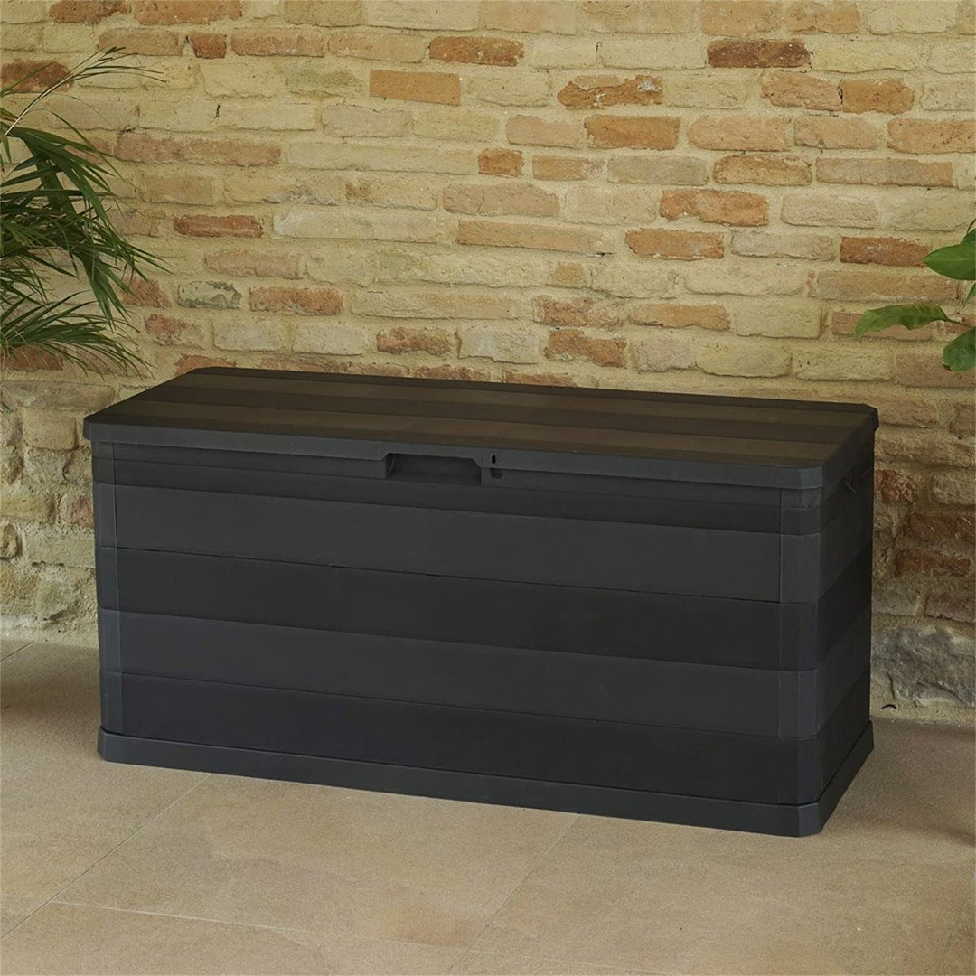 280L Indoor & Outdoor Plastic Garden Storage Box Bench Shed Chest 117X56x45cm (Black) black
