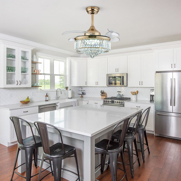 ceiling fan over kitchen island