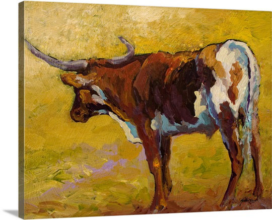 Canvas On Demand Longhorn Portrait By Marion Rose Painting Print