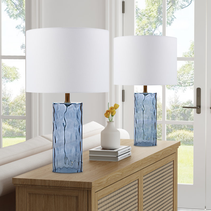 Loranger Mizpah 21.5" Table Lamp Set Base Color: Blue