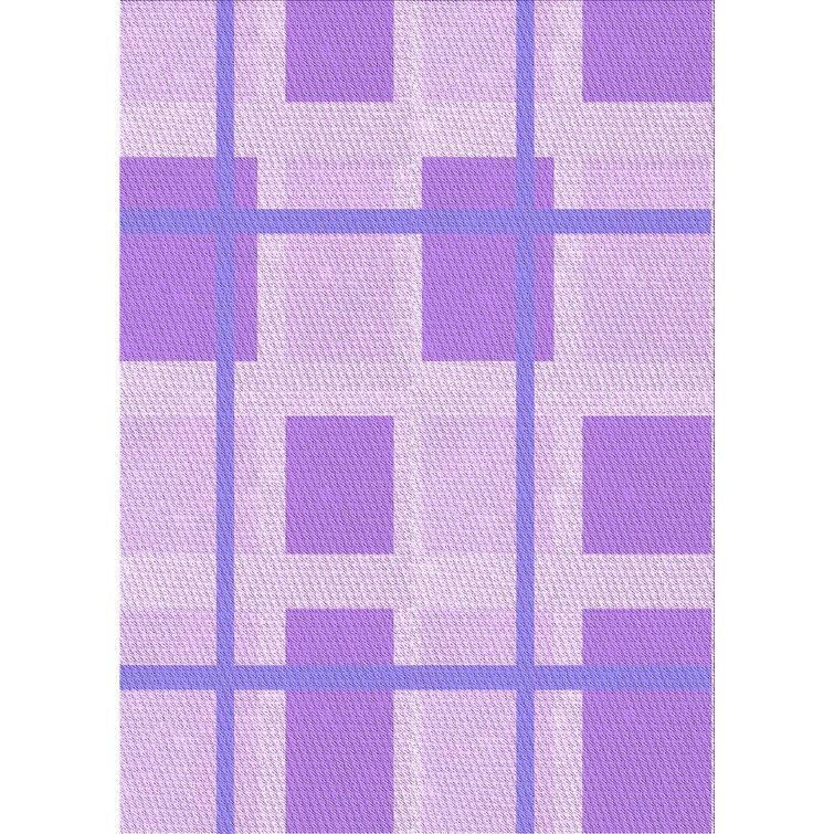 East Urban Home Sarmiento Checkered Wool Purple Area Rug | Wayfair