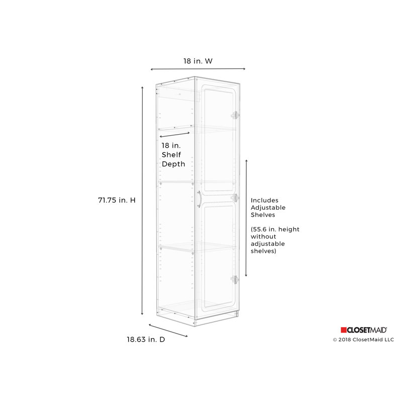 Closetmaid Dimensions 72 H X 18 W X 18 D Single Door Storage