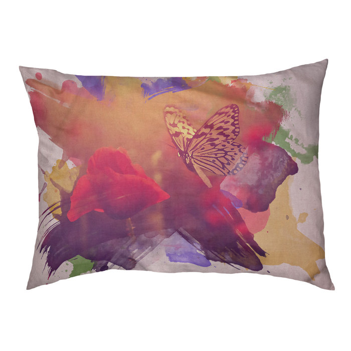 Tucker Murphy Pet Burkey Watercolor Butterfly And Rose Dog Pillow