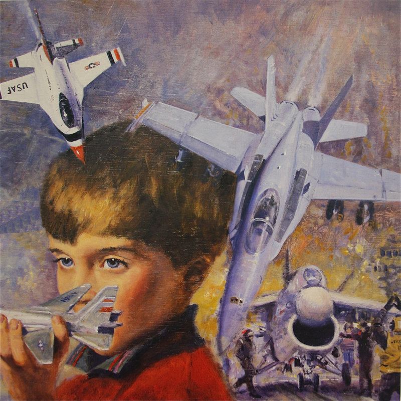 Buy Art For Less Dreaming To Be A Pilot I Oil Painting Print On