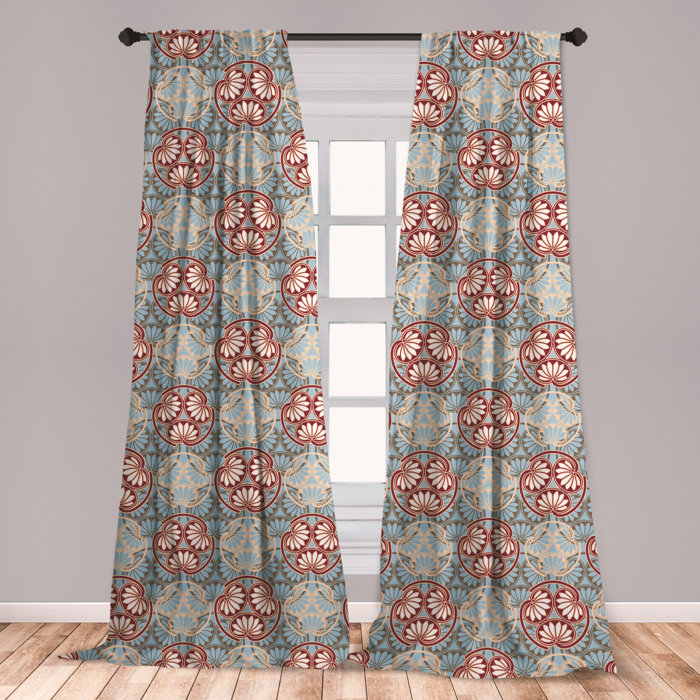 Ambesonne Japanese Curtains Oriental Flower Pattern With Traditional Influences Cultural Design Elements Window Treatments 2 Panel Set For Living