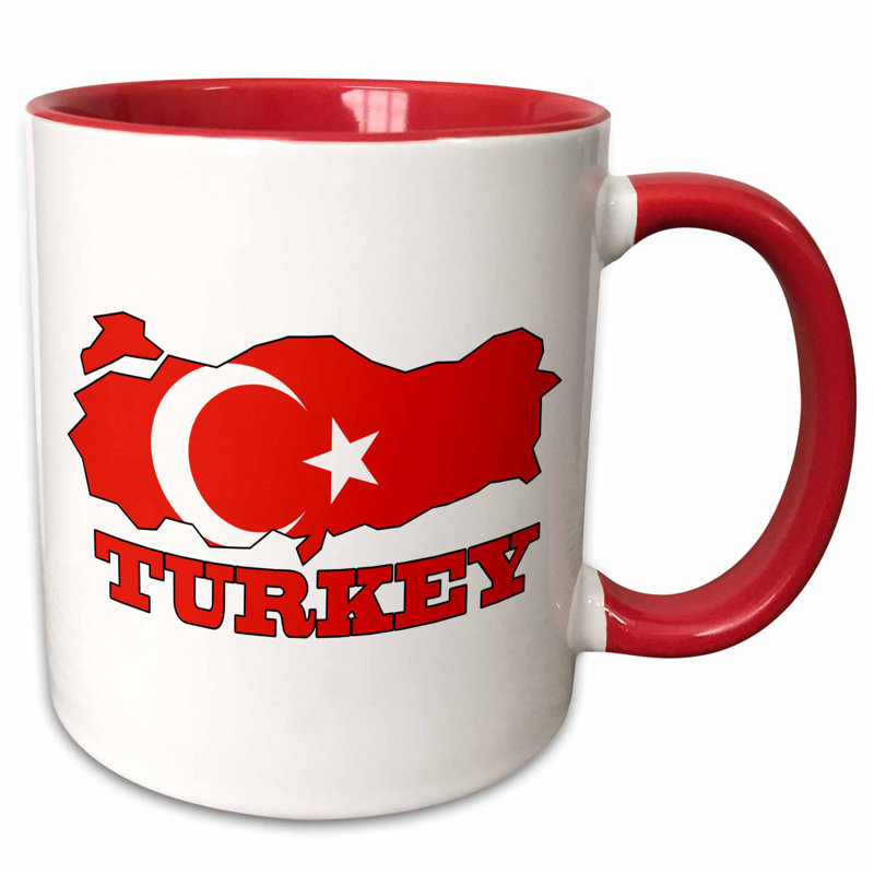 Symple Stuff Schurman The Flag Of Turkey In The Outline Map And Name Of The Country Turkey Coffee Mug Wayfair