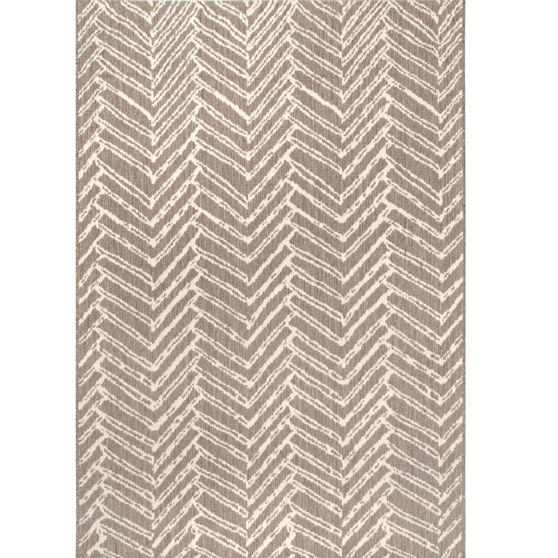 Corrigan Studio Worthing Chevron Brown Indoor Outdoor Use Area Rug Wayfair