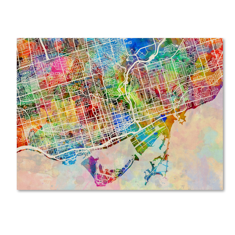 Trademark Art Toronto Street Map Graphic Art On Wrapped Canvas
