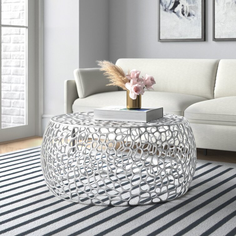 round silver drum coffee table