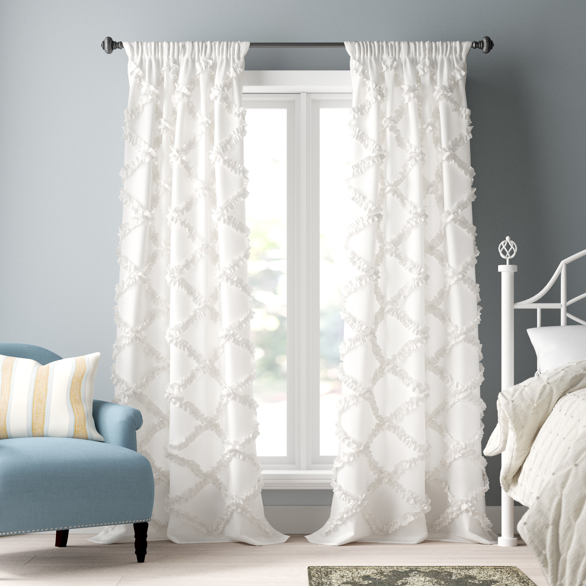 Lark Manor Ornellas Geometric Semi Sheer Thermal Rod Pocket Curtain Panel Reviews Wayfair