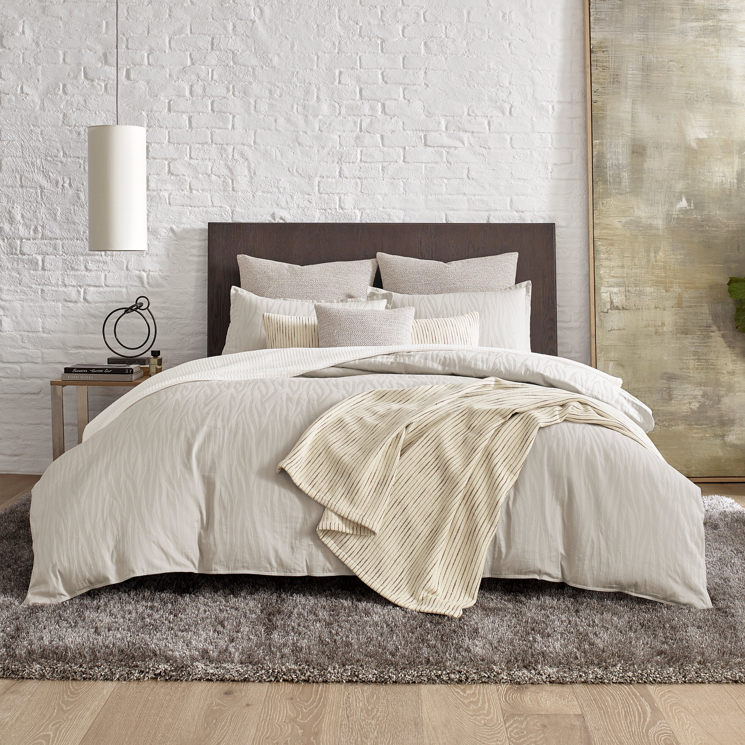 Kenneth Cole New York Lawrence Beige Full Queen Duvet Cover Set