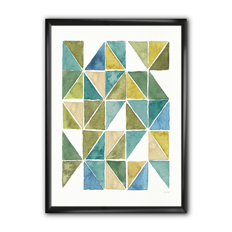 East Urban Home Geometric Green Triangle I Painting Print On