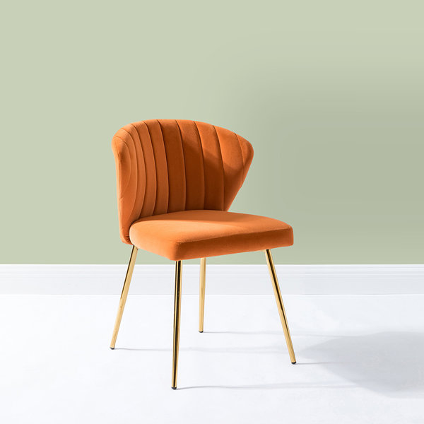 BURNT ORANGE VELVET COCKTAIL CHAIR WITH BUTTON BACK COLOURFUL FEATURE CHAIRS 