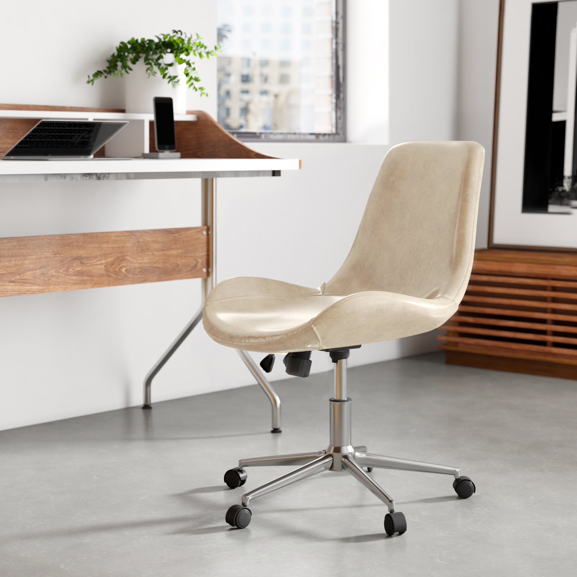Beige Leather Office Chairs You Ll Love In 2021 Wayfair