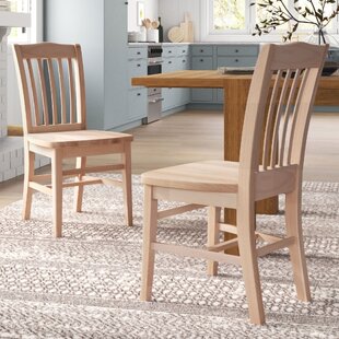 Fallyn Solid Wood Slat Back Side Chair in Unfinished (Set of 2)