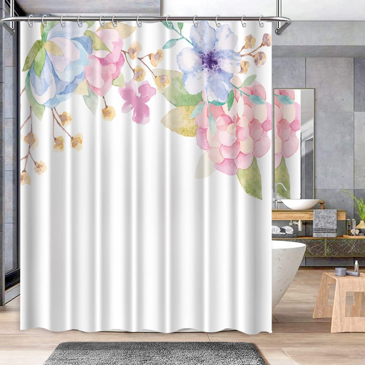3D Pretty Flowers 72 Shower Curtain Waterproof Fiber Bathroom Windows Toilet