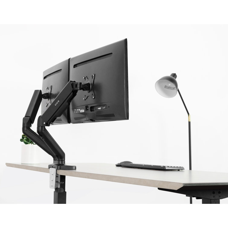 VIvo Pneumatic Arm Dual Monitor Desk 