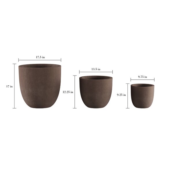 Ivy Bronx Behling Tapered 3-Piece Fiber Clay Pot Planter Set & Reviews ...