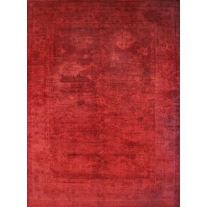 Overdye Hand-Knotted Red Area Rug