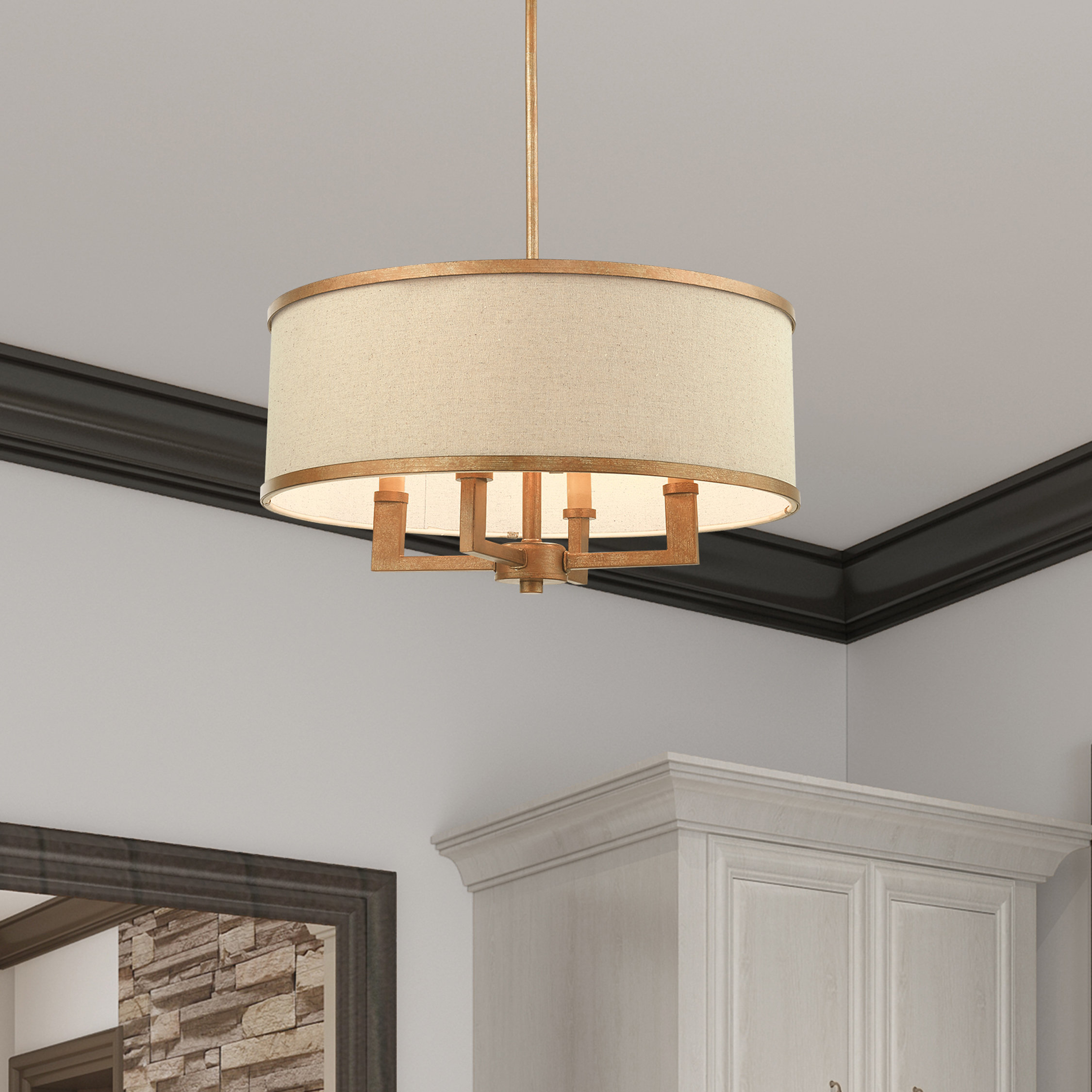 Light shaded drum chandelier Clearance
