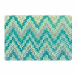 Nika Martinez Seventies Emerald Chevron Abstract Green Area Rug