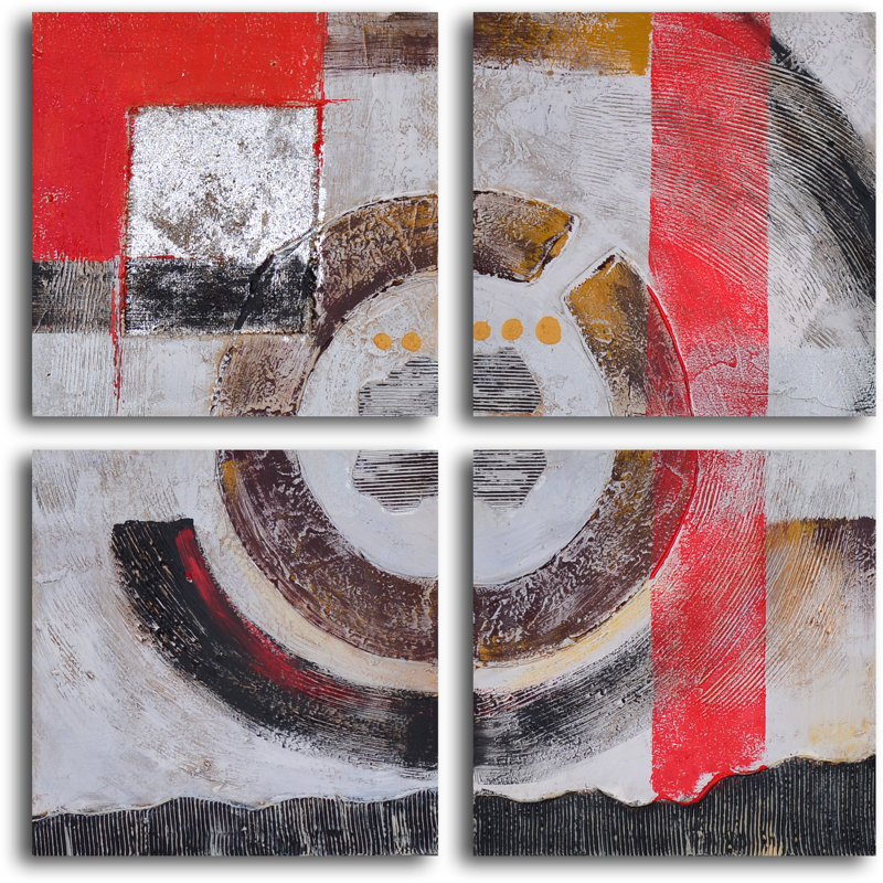 My Art Outlet Four Panel Loop 4 Piece Painting On Wrapped Canvas