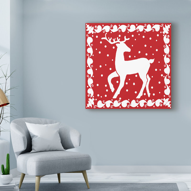 The Holiday Aisle White Reindeer Acrylic Painting Print On