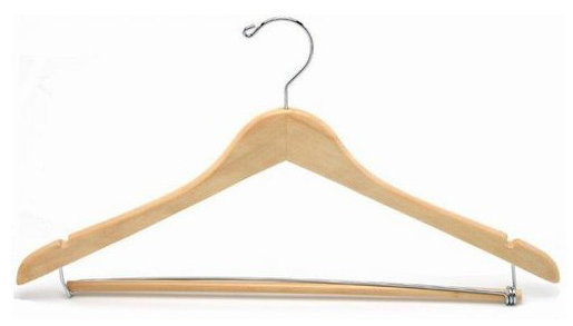 Only Hangers Inc Contoured Wooden Suit Hanger With Locking Bar Contoured Wooden Suit Hanger With Locking Bar