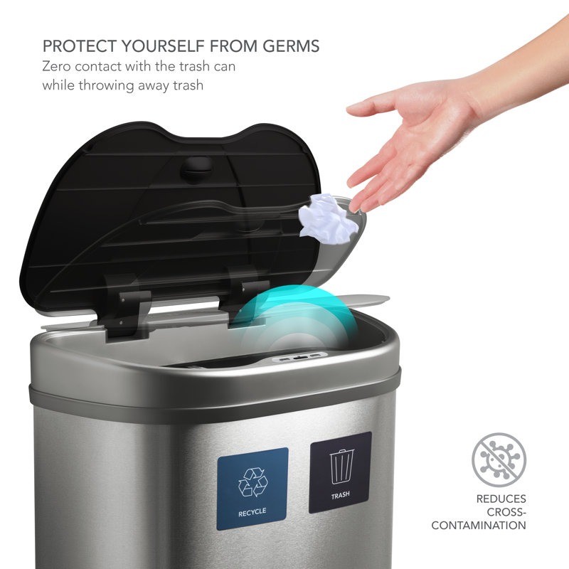 Nine Stars Steel 18 5 Gallon Motion Sensor Multi Compartments Trash And Recycling Bin Reviews Wayfair