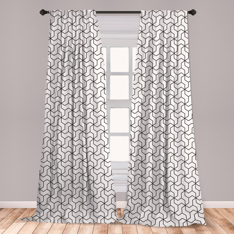 East Urban Home Ambesonne Black And White Window Curtains Geometric Arrangement With Monochrome Design Lines And Optical Illusion Lightweight Decorative Panels Set Of 2 With Rod Pocket 56 X 63 Black White Wayfair