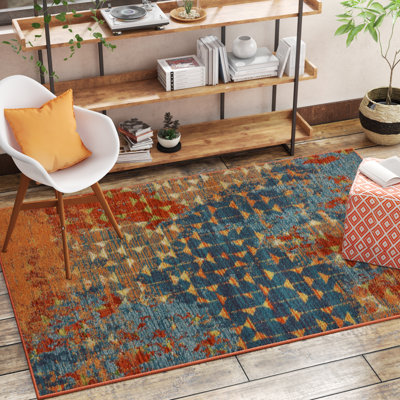 Leonidas Abstract Blue/Orange Area Rug