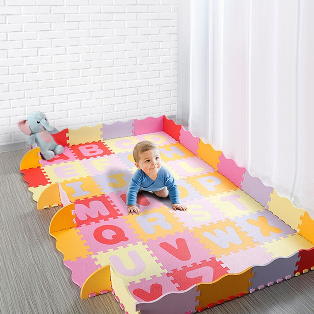 Greenland Industrial Inc Fenced Baby Play Mat Children S Alphabet Puzzle Mat Interlocking Foam Floor Tiles Wayfair