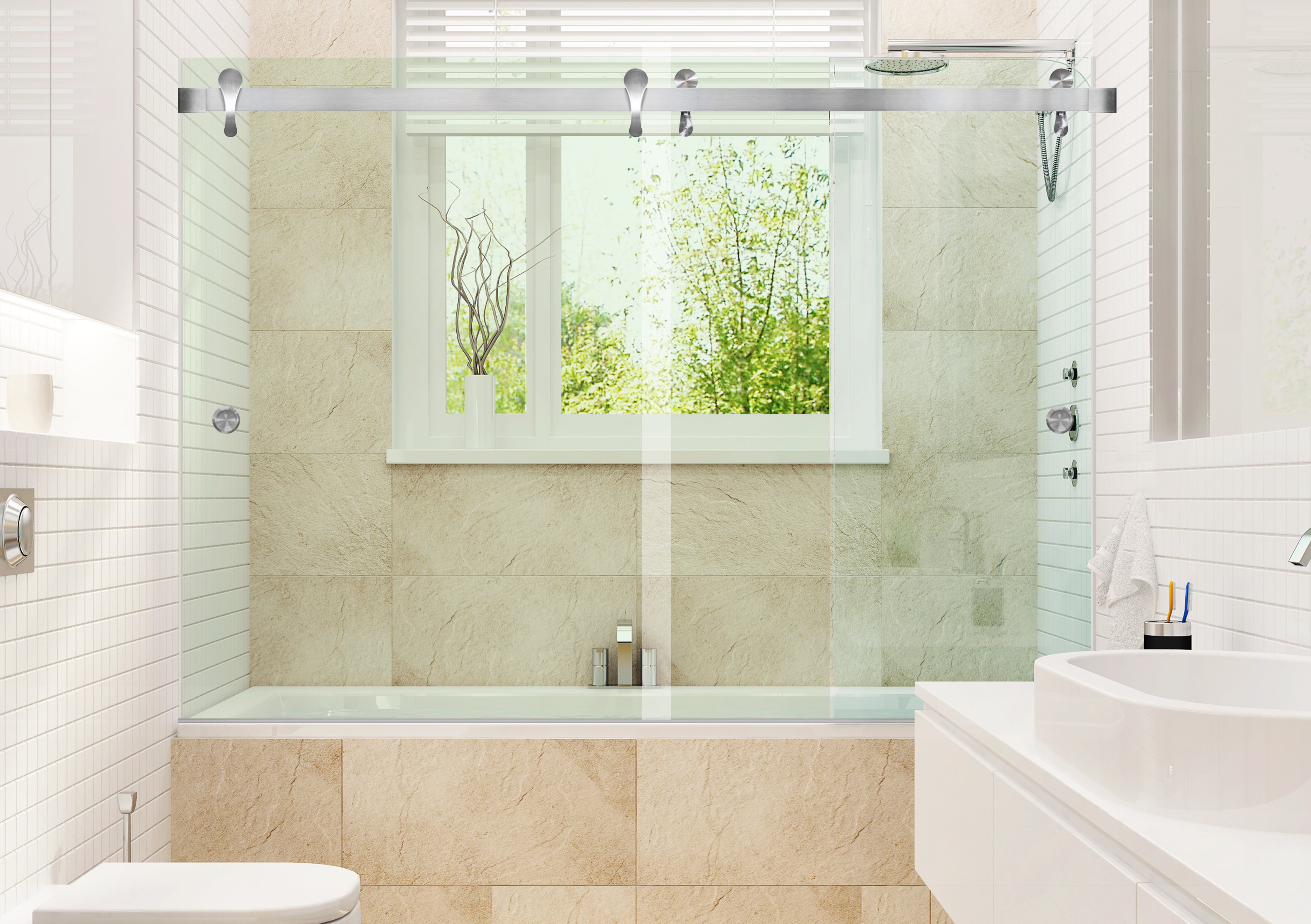 Homeplus Hawaii 60 X 62 Bypass Frameless Tub Door Wayfair