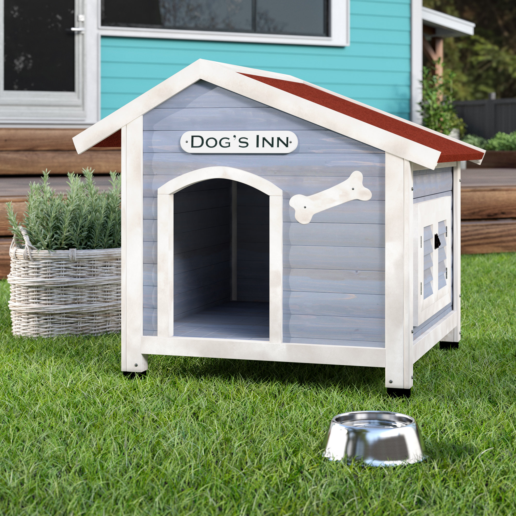 white dog house