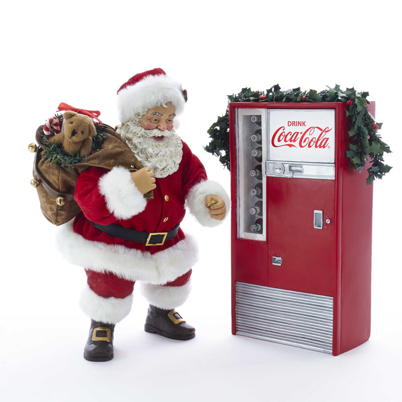 Santa with Coke Machine Figurine