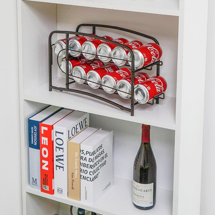 Kitchen Counter Refrigerator 2-Tiers Can Dispenser Rack Beverage Storage Holder 