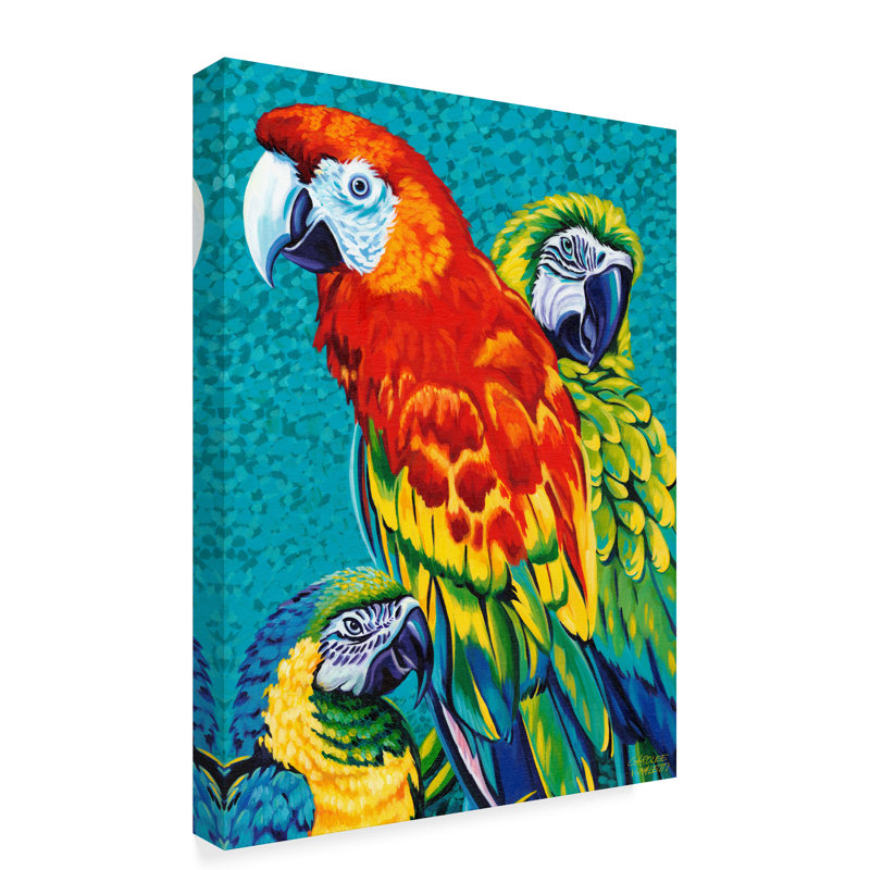 East Urban Home Birds In Paradise Iii Acrylic Painting Print On Wrapped Canvas Wayfair
