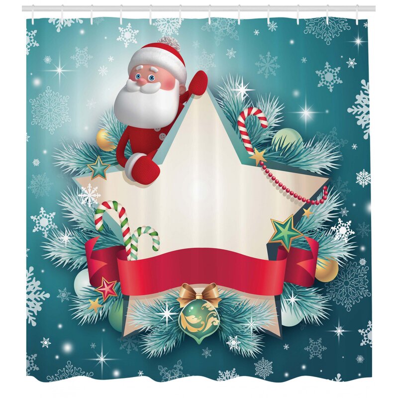 The Holiday Aisle Christmas Santa Star Snowflake Shower Curtain Hooks Reviews Wayfair