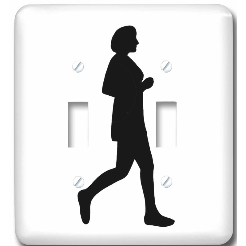3drose Silhouette Painting Of A Woman Runner Running 2 Gang Toggle