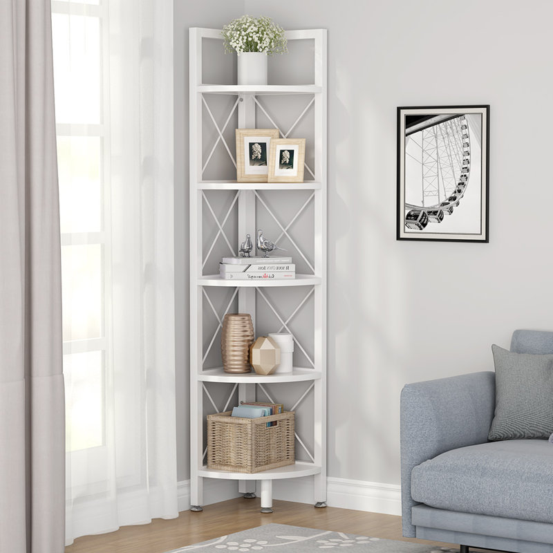 17 Stories Orta 62.99'' H x 12.2'' W Metal Corner Bookcase ...