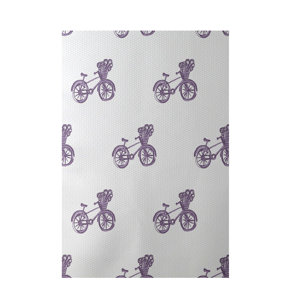 Bicycles! Geometric Print Violet Indoor/Outdoor Area Rug